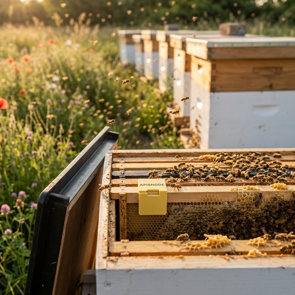 ApisNode sensor deployed inside a beehive